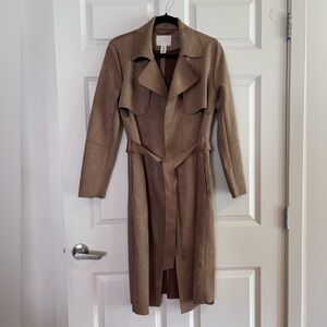 H&M Women’s Faux Suede Trench Coat - Taupe